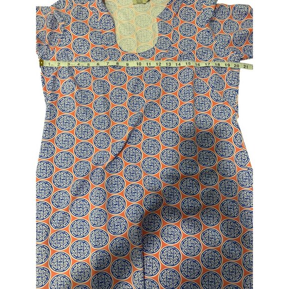 Katherine Way Geometric Blue and Pink Long Sleeve Dress - Picture 5 of 7